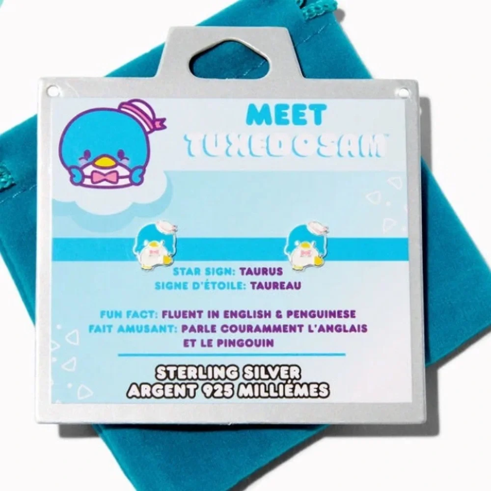 STERLING SILVER HELLO KITTY® AND FRIENDS TUXEDOSAM™️ ENAMEL STUD EARRINGS